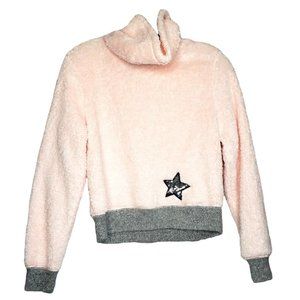 Ally B Star Embroidered Fur Pullover Sweater - Youth Size Large (14)